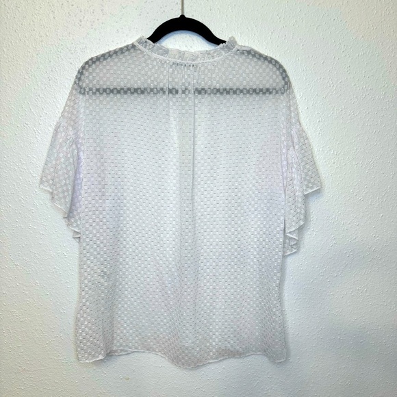 Alice & Olivia Julius Short Ruffle Sleeve Tunic Top in White Sz MEDIUM - Picture 5 of 6